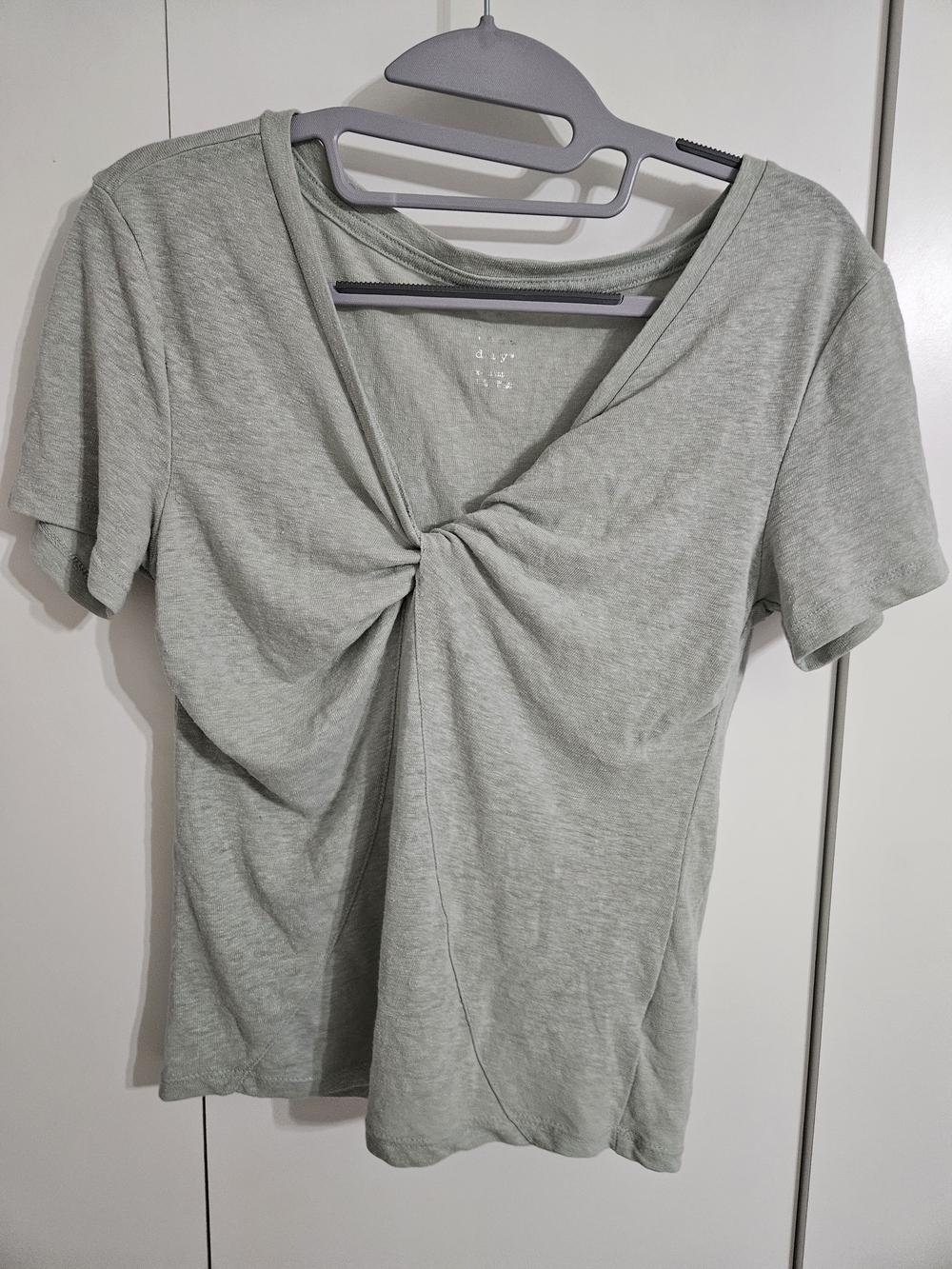 a new day Sage Green Twist-Front Short Sleeve Top